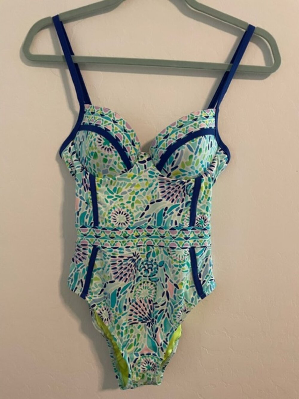 Lilly Pulitzer Palma Underwire Mosaic Print One Piece Swimsuit Tropical Surf 2